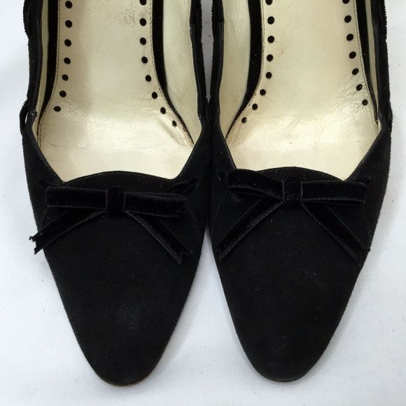 YSL Yves Saint Laurent Suede Leather Heels Size 39.5 Scallop Edge Pumps Womens - Picture 9 of 12